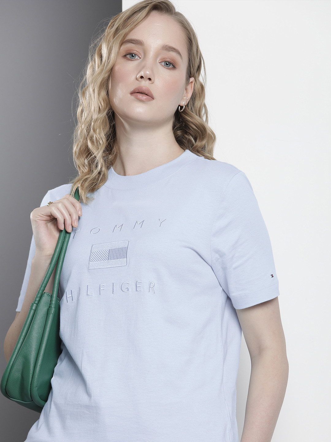 

Tommy Hilfiger Embroidered Brand Logo Pure Cotton T-shirt, Blue