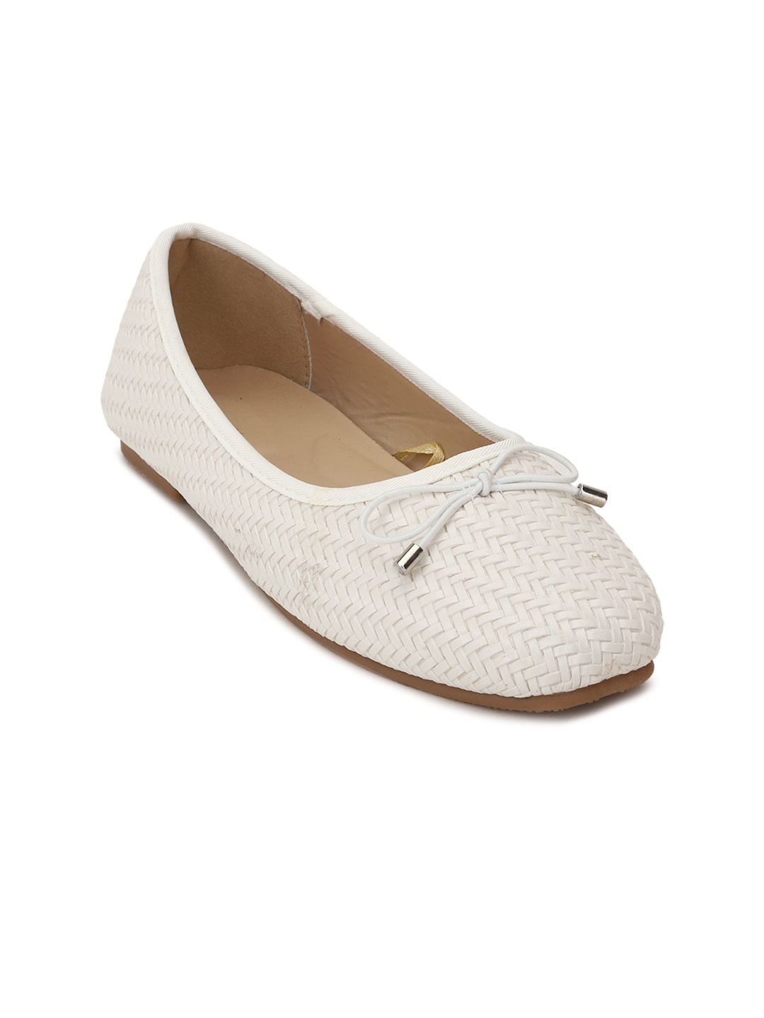

Van Heusen Woman White Textured Ballerinas with Bows Flats