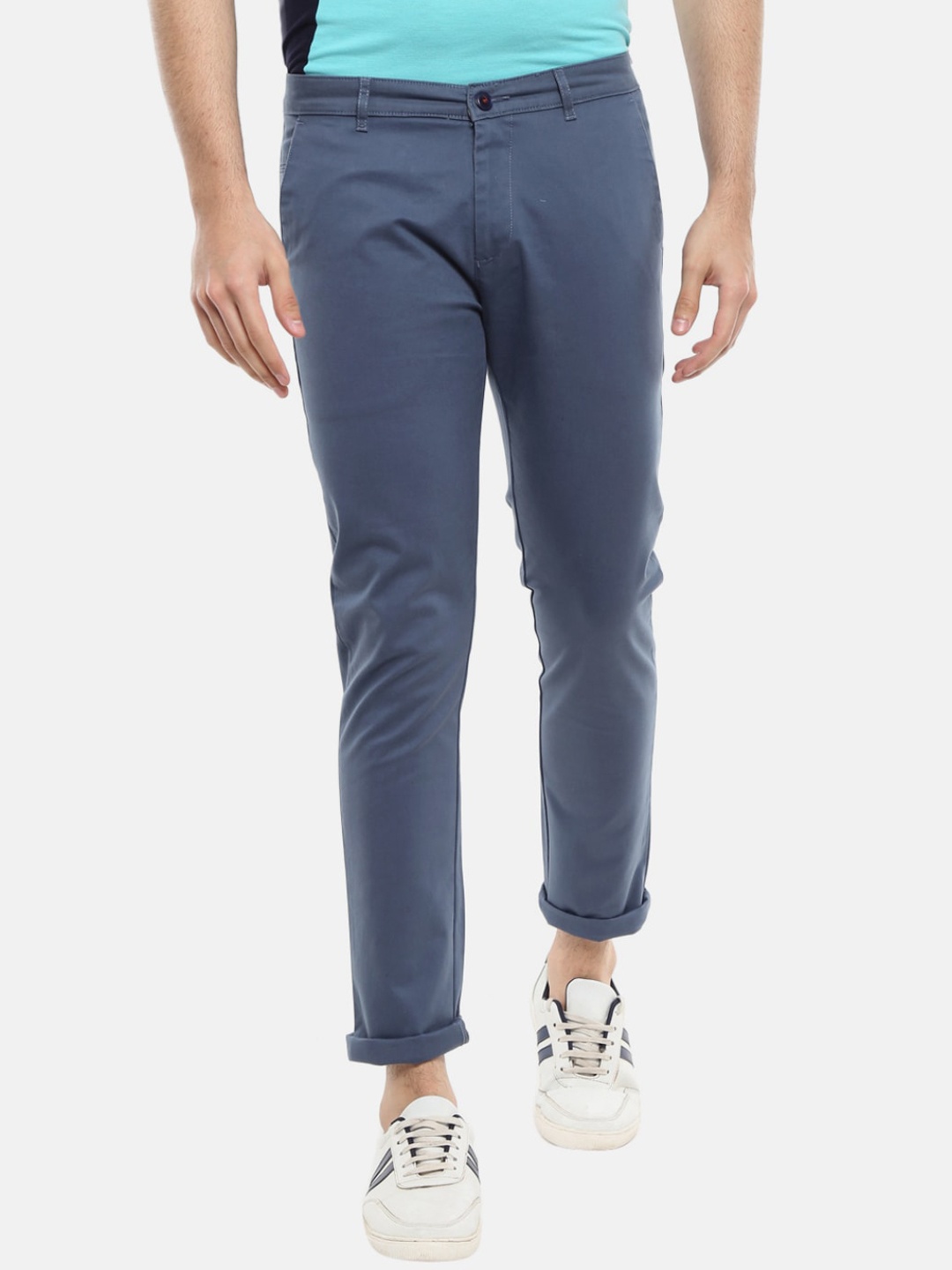 

V-Mart Men Navy Blue Slim Fit Easy Wash Cotton Chinos Trousers
