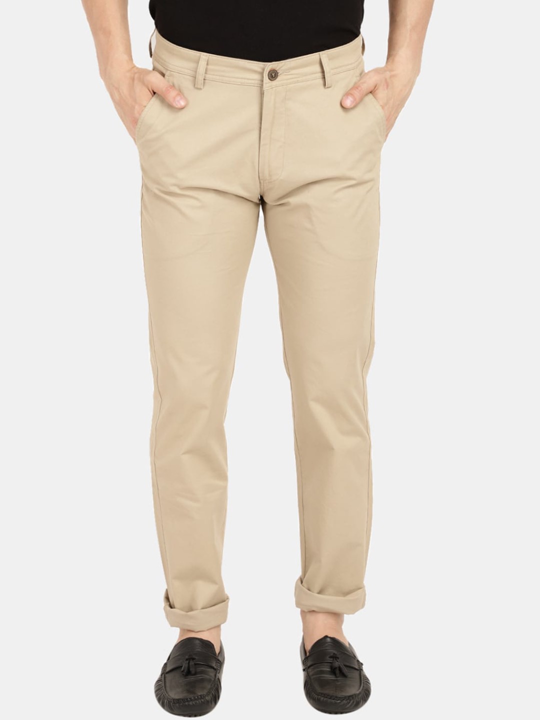 

V-Mart Men Beige Slim Fit Easy Wash Chinos Trousers