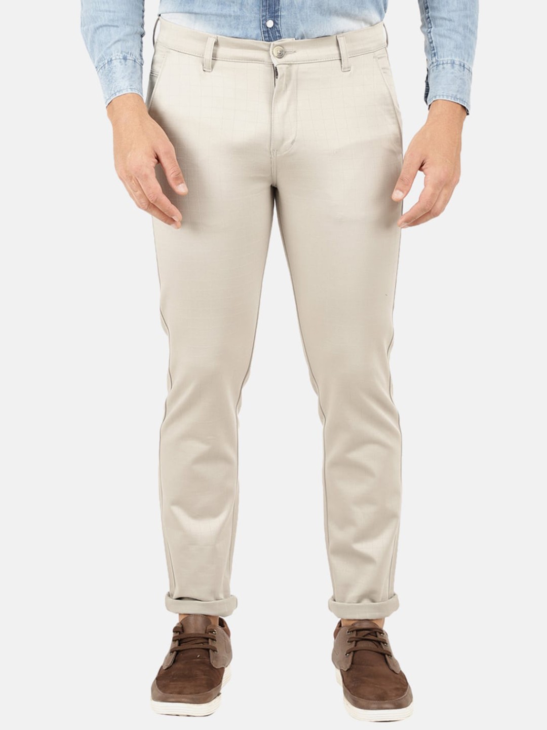 

V-Mart Men Grey Slim Fit Easy Wash Cotton Chinos Trousers