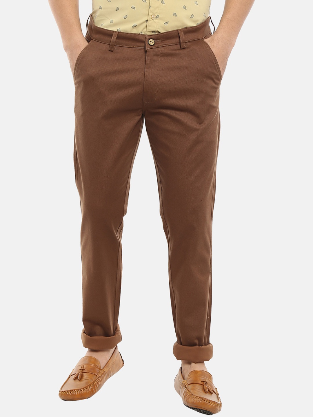 

V-Mart Men Brown Slim Fit Dobby Cotton Chinos