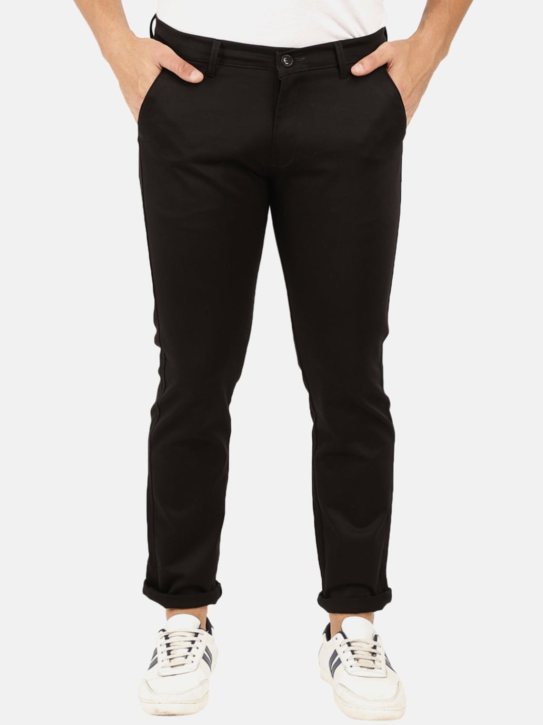 

V-Mart Men Black Slim Fit Dobby Chinos Trousers