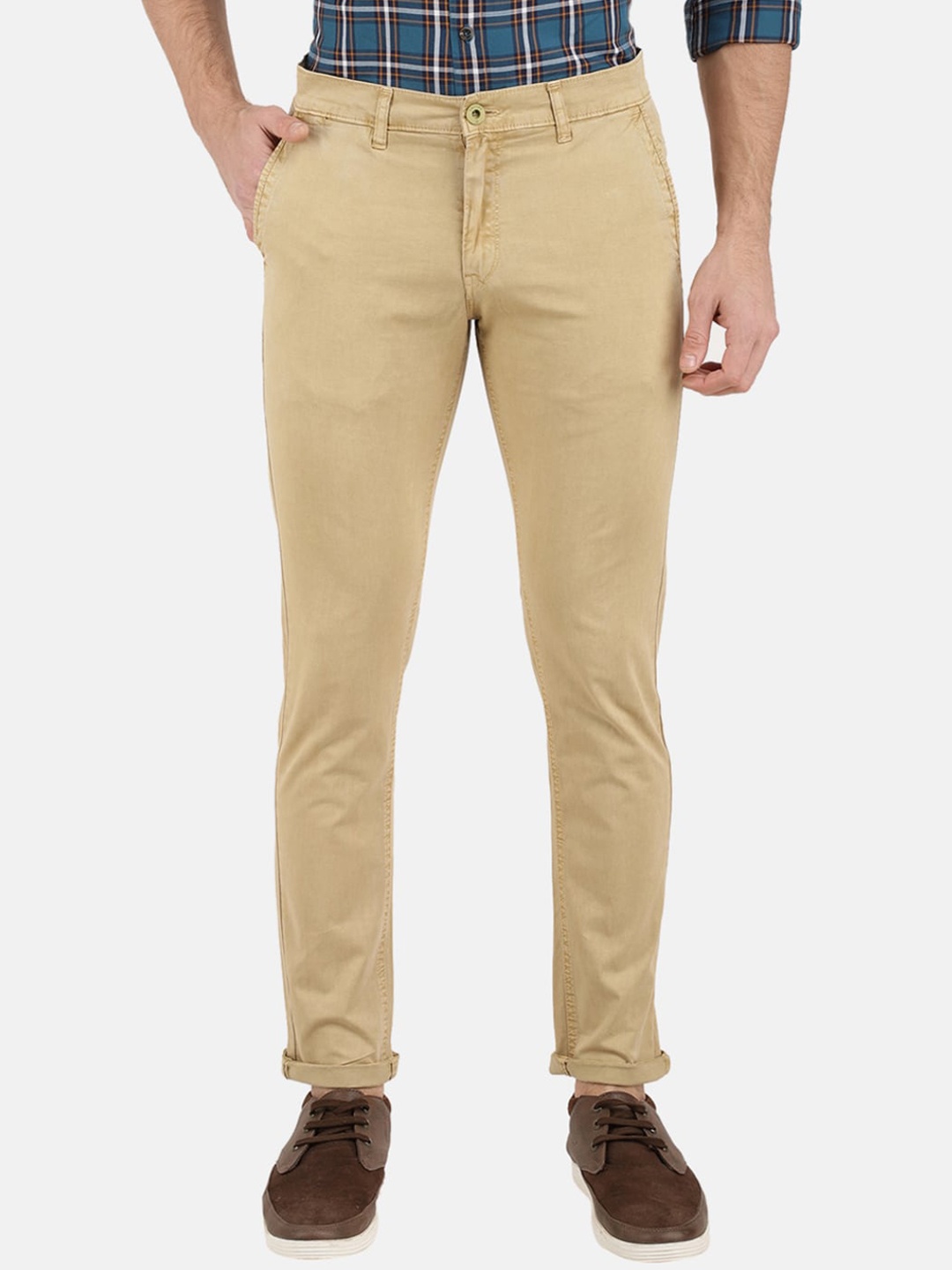 

V-Mart Men Beige Slim Fit Easy Wash Trousers