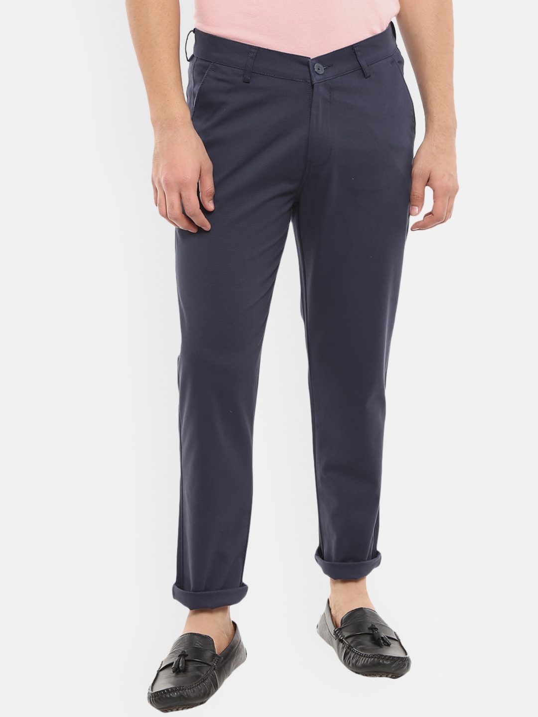 

V-Mart Men Blue Solid Slim Fit Twill Cotton Chinos
