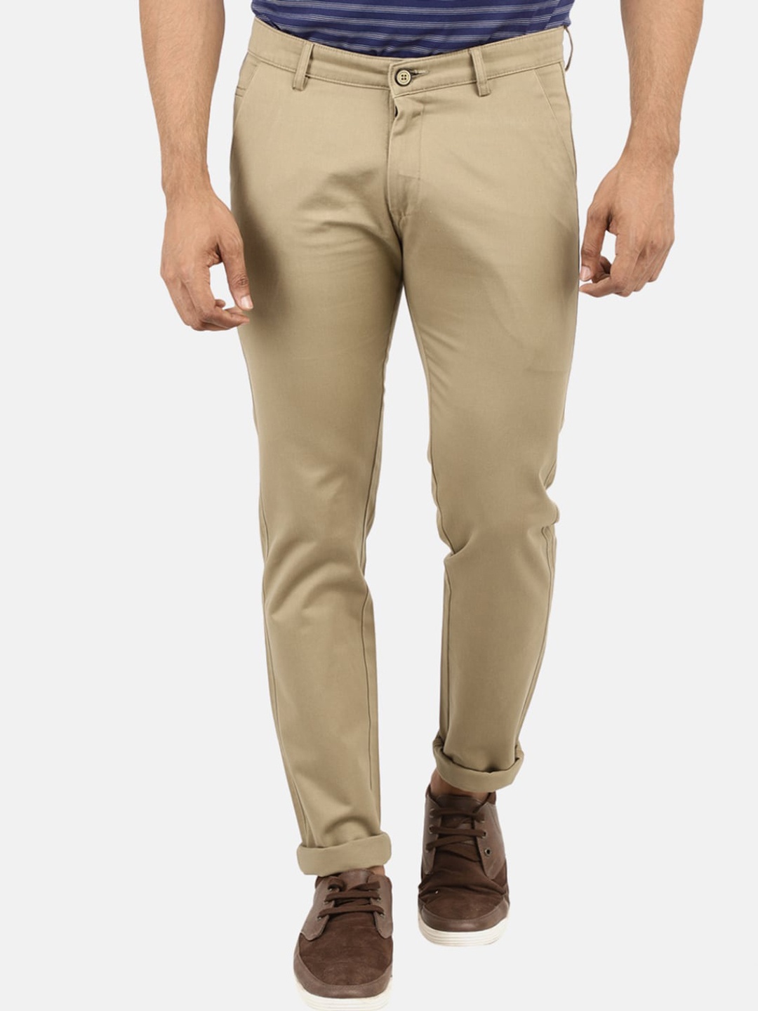 

V-Mart Men Khaki Slim Fit Easy Wash Chinos Trousers