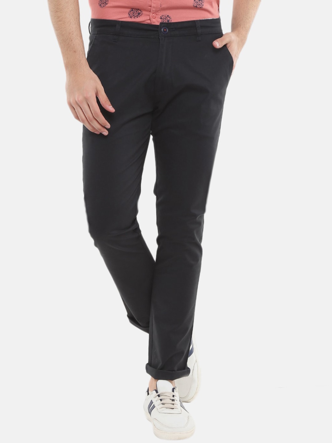 

V-Mart Men Black Slim Fit Easy Wash Cotton Chinos Trousers