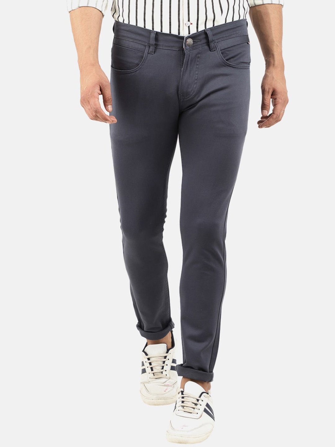 

V-Mart Men Grey Slim Fit Dobby Cotton Chinos