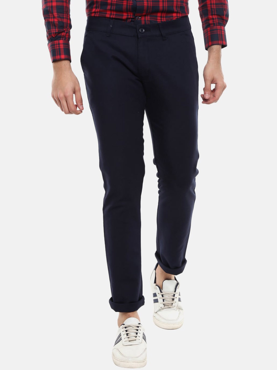 

V-Mart Men Navy Blue Slim Fit Easy Wash Trousers