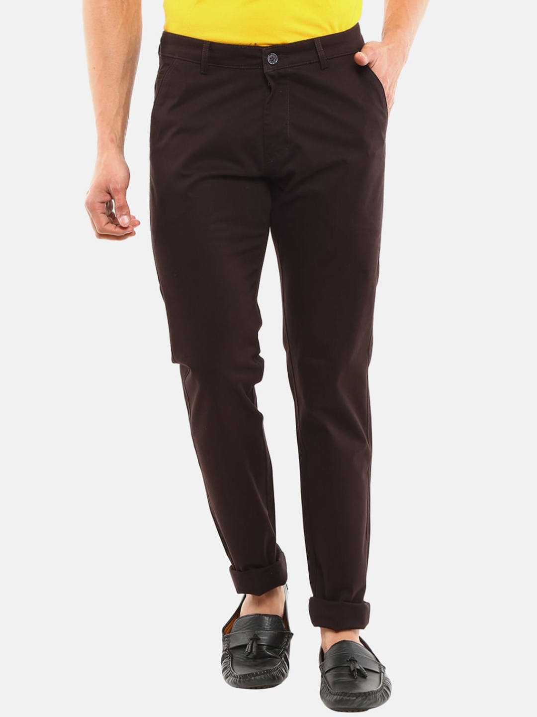 

V-Mart Men Brown Slim Fit Easy Wash Chinos Cotton Trousers