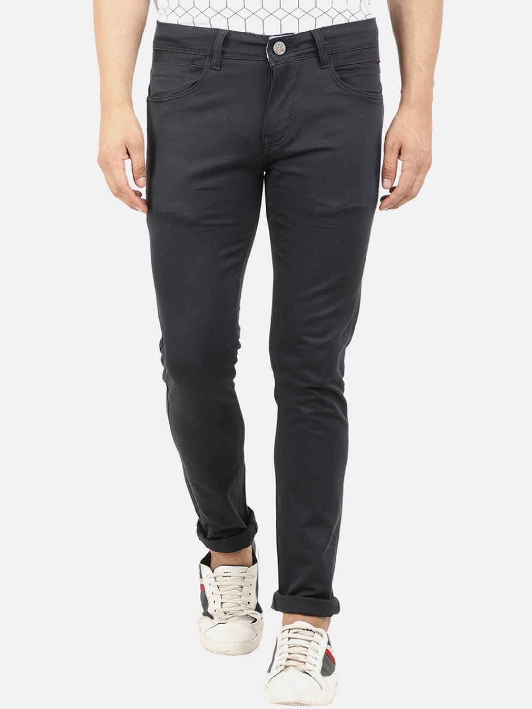 

V-Mart Men Green Slim Fit Easy Wash Trousers, Black