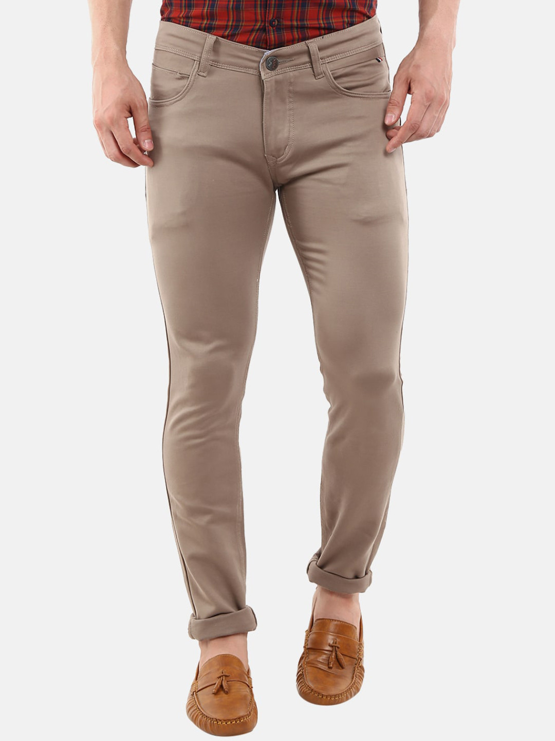 

V-Mart Men Grey Solid Slim Fit Easy Wash Chinos Trousers