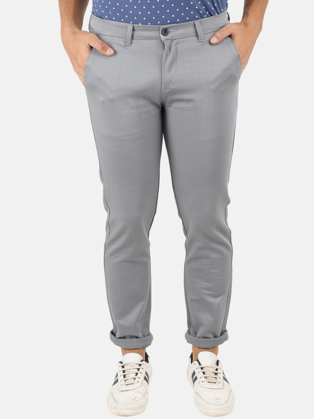 

V-Mart Men Grey Slim Fit Easy Wash Chinos Cototn Trousers