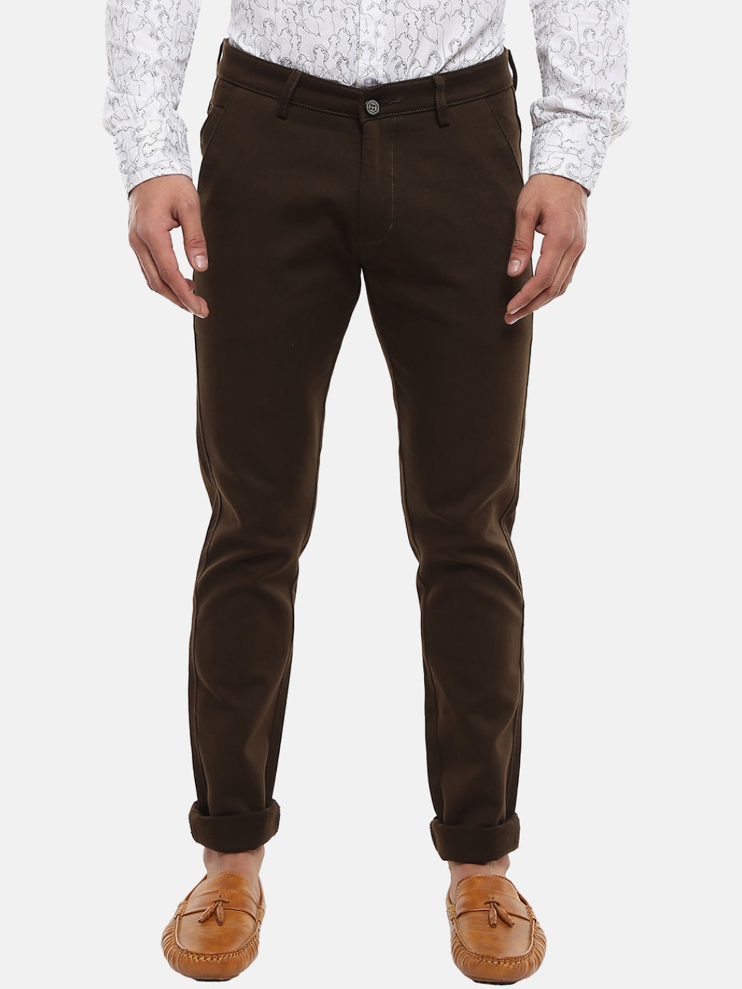 

V-Mart Men Brown Solid Slim Fit Easy Wash Trousers