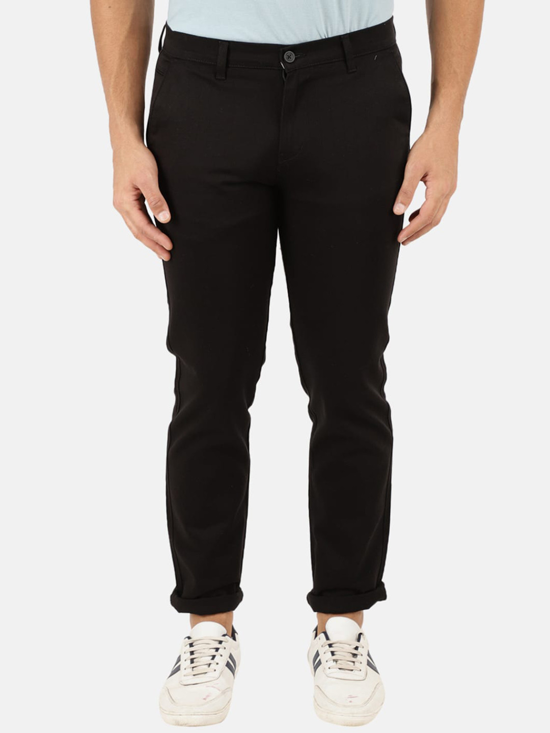 

V-Mart Men Black Slim Fit Dobby Chinos Trousers