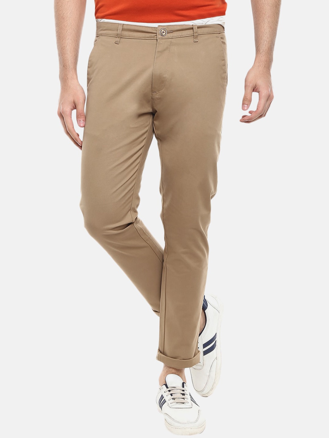 

V-Mart Men Camel Brown Slim Fit Easy Wash Chinos Trousers