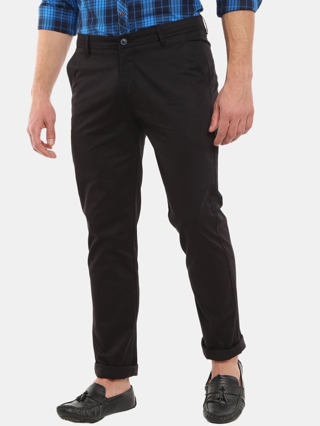 

V-Mart Men Black Slim Fit Easy Wash Cotton Chinos Trousers
