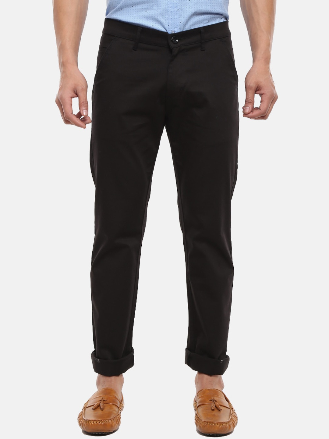 

V-Mart Men Black Slim Fit Easy Wash Chinos Trousers