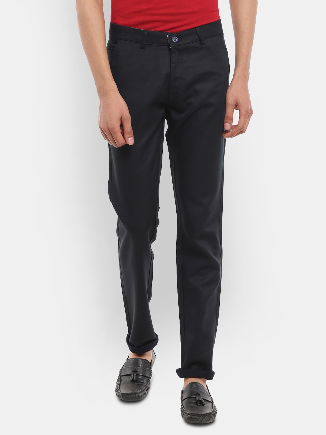 

V-Mart Men Navy Blue Slim Fit Easy Wash Chinos Trousers