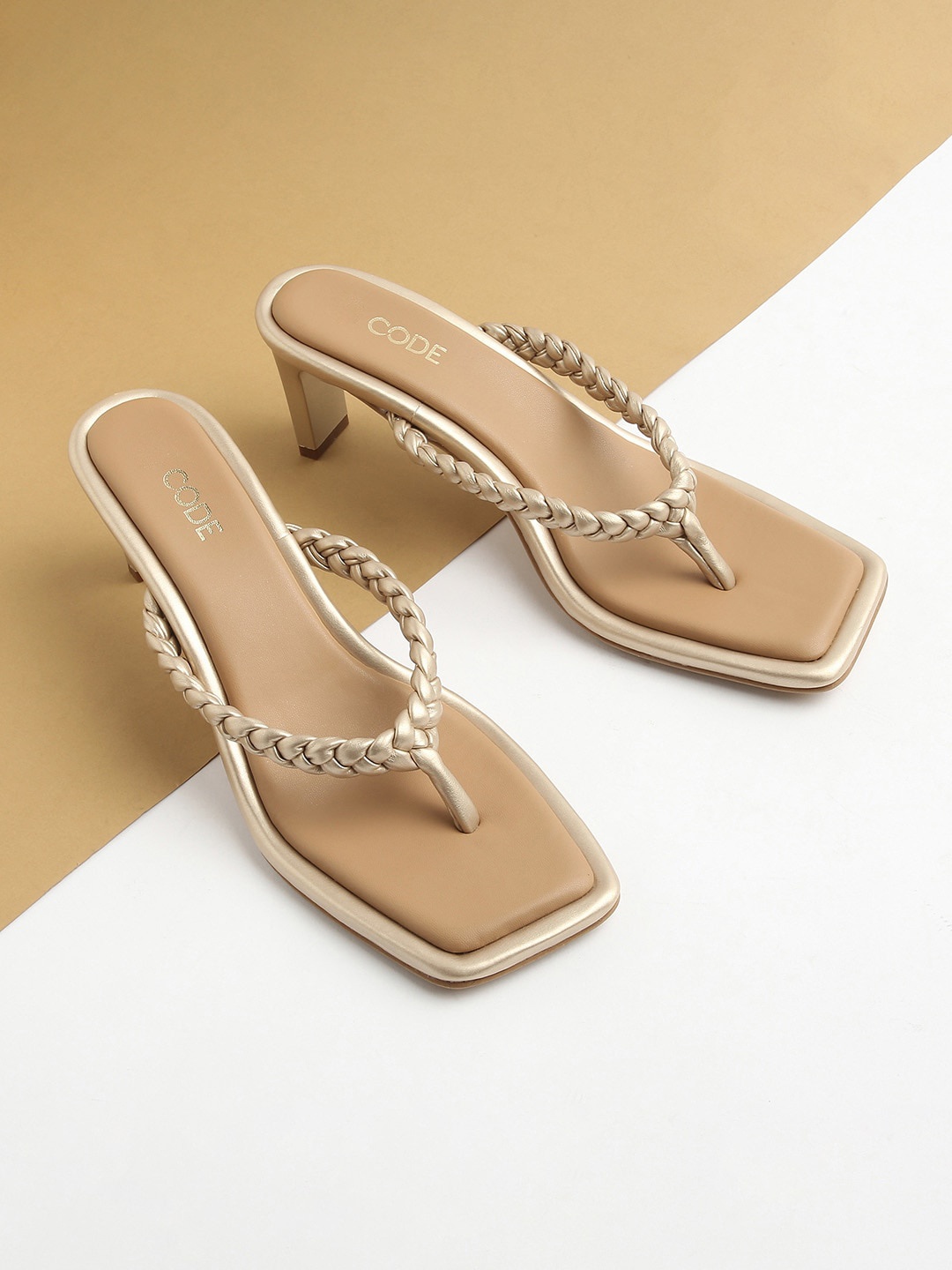

CODE by Lifestyle Gold-Toned Embellished Peep Toes