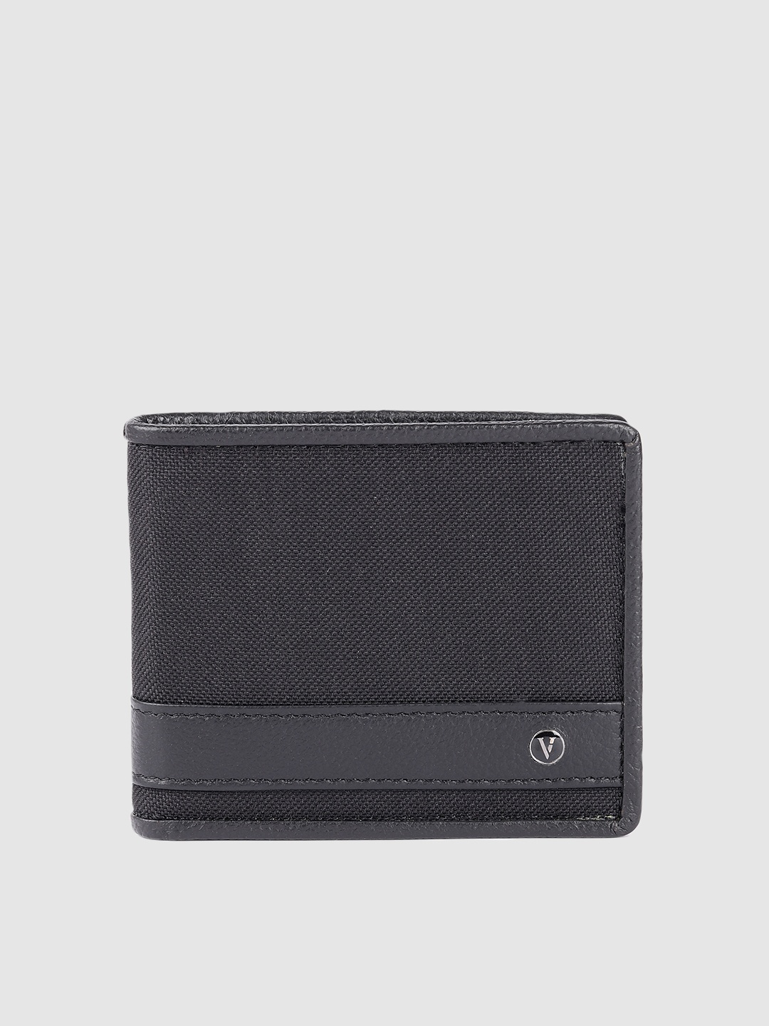 

Van Heusen Men Black Textured Leather Two Fold Wallet