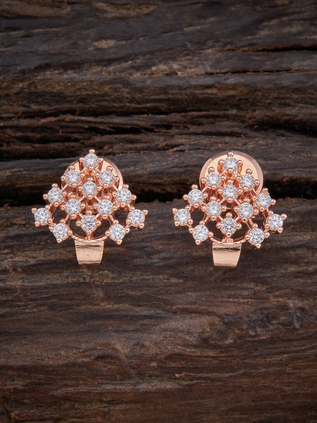 

Kushal's Fashion Jewellery Rose Gold-Plated White Contemporary Studs Earrings