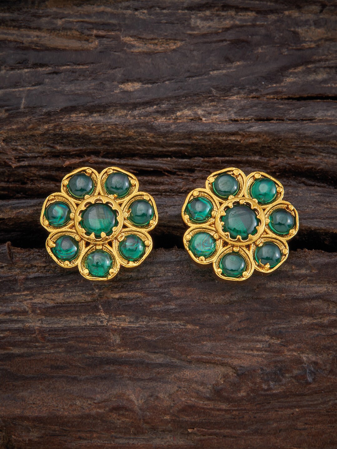 

Kushal's Fashion Jewellery Green Floral Studs Earrings