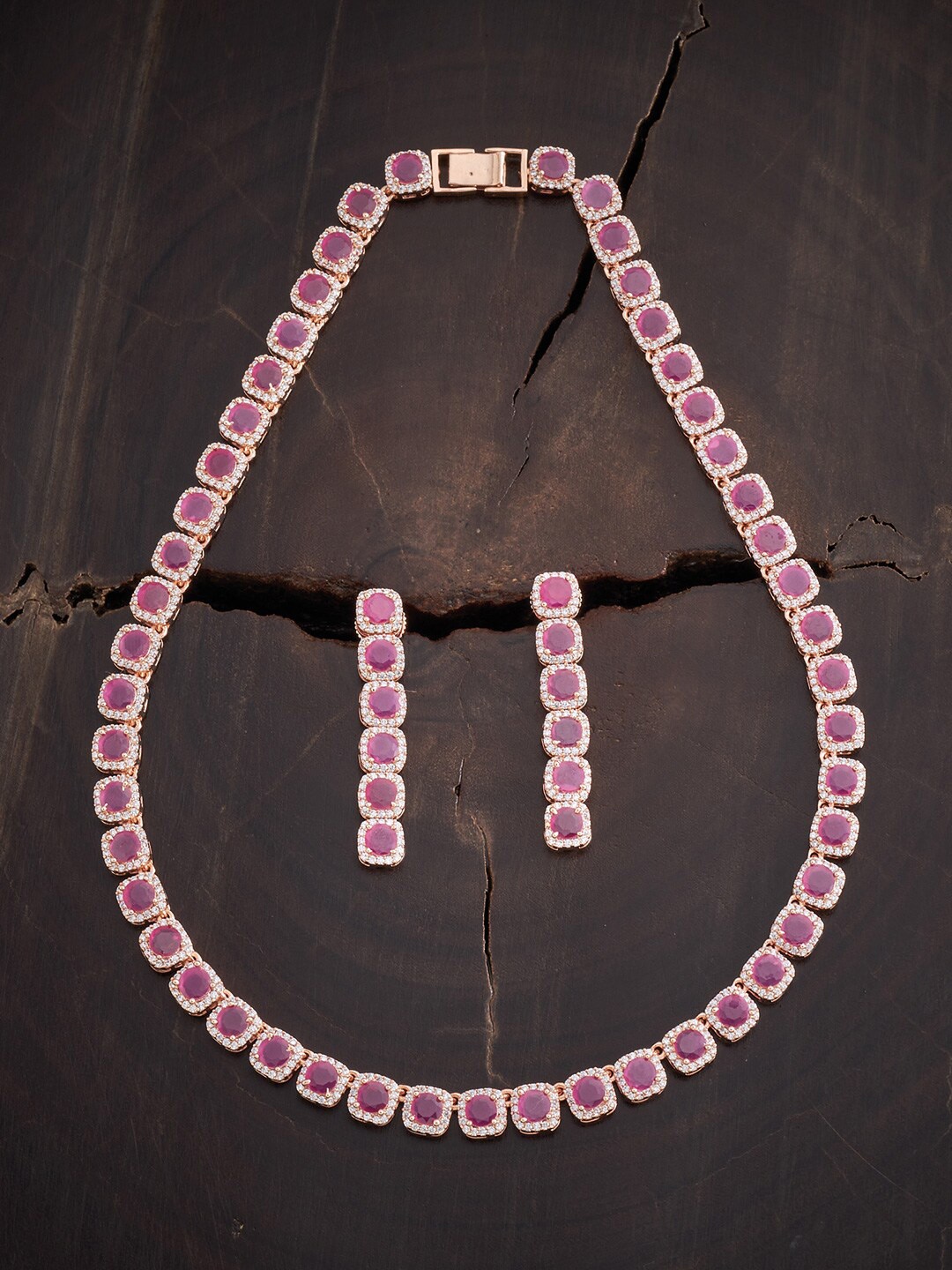 

Kushal's Fashion Jewellery Red Rose Gold-Plated Necklace