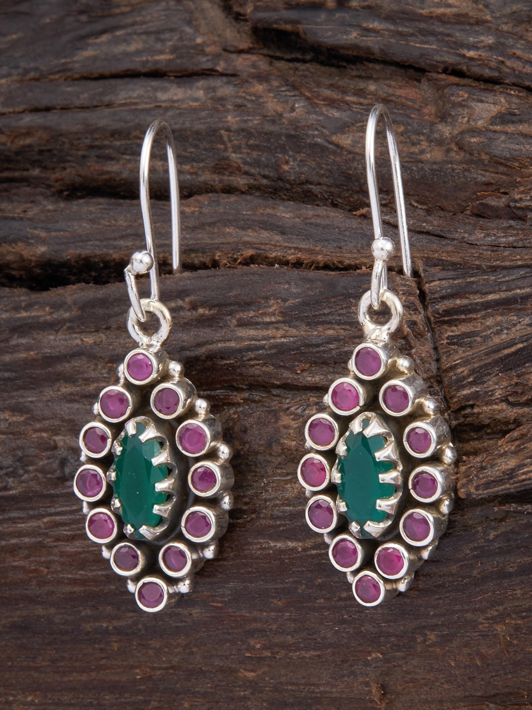 

Kushals Fashion Jewellery 92.5 Silver Red Leaf Shaped Drop Earrings