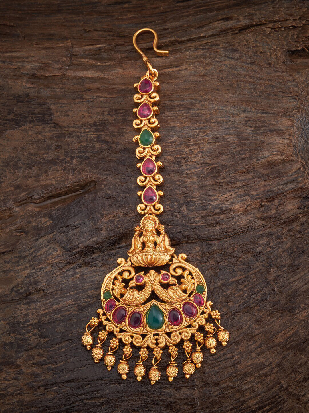 

Kushal's Fashion Jewellery Women Red & Green Embellished Maang Tikka