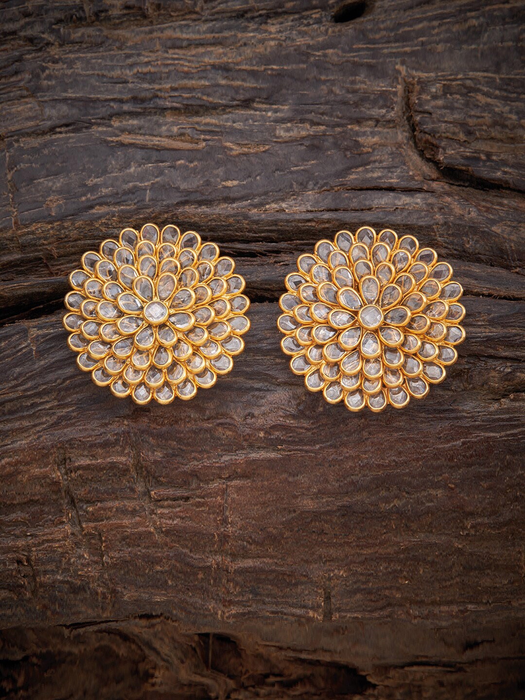 

Kushal's Fashion Jewellery White Gold Plated CZ Floral 92.5 Silver Studs Earrings