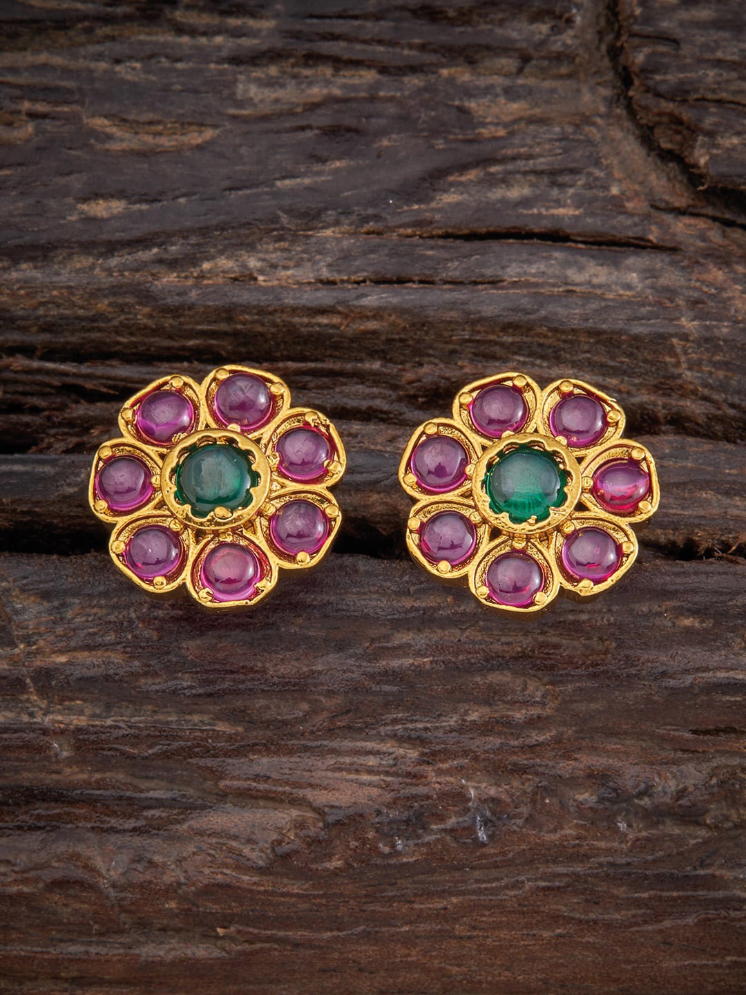 

Kushal's Fashion Jewellery Red & Green Floral Studs Earrings
