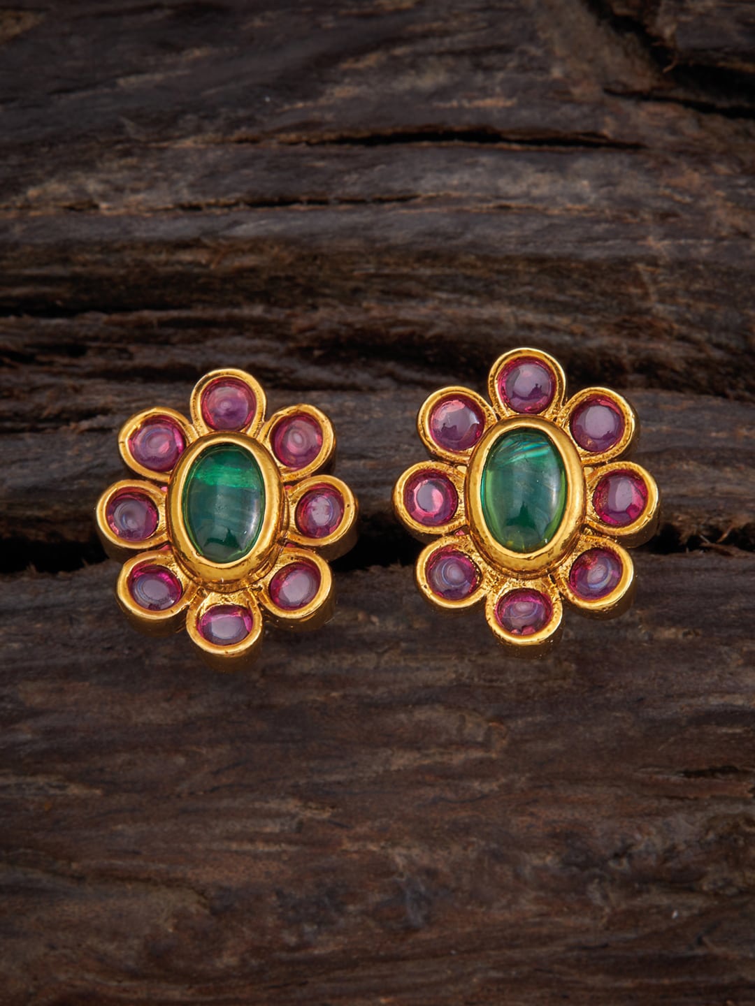 

Kushal's Fashion Jewellery Red & Green Floral Studs Earrings