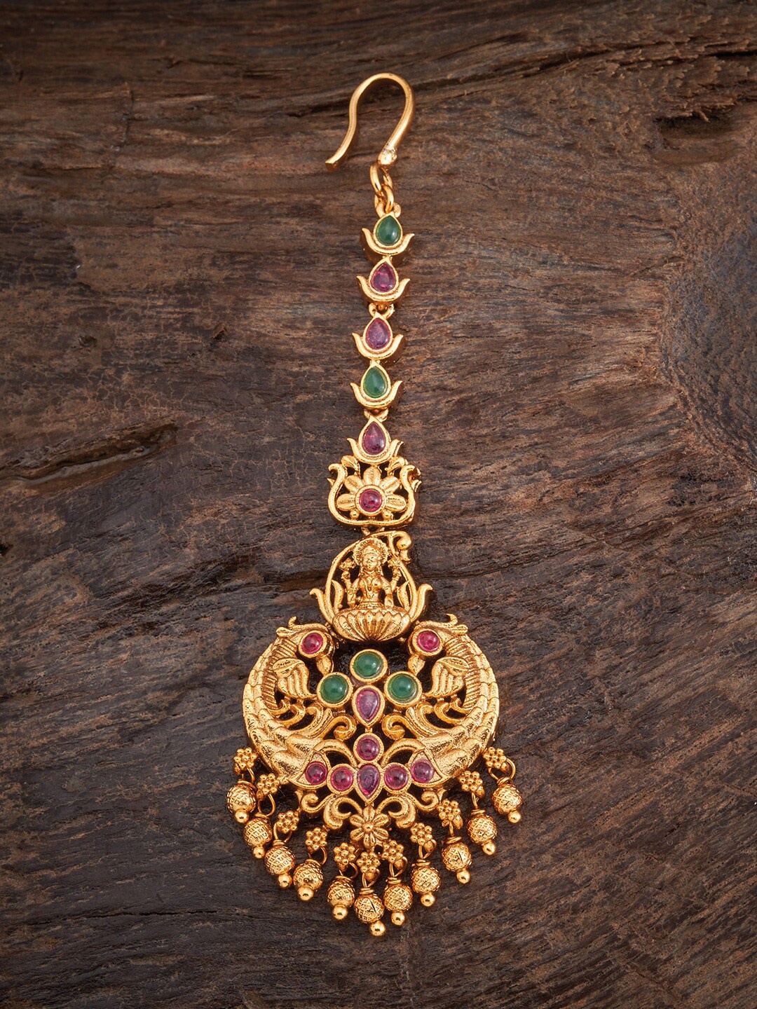 

Kushal's Fashion Jewellery Women Red & Green Embellished Maang Tikka