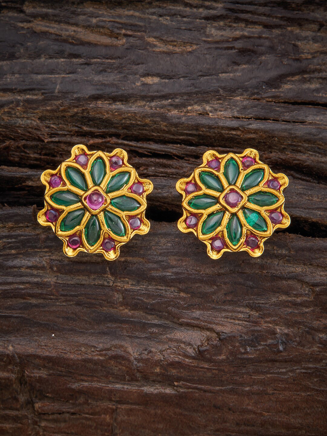 

Kushal's Fashion Jewellery Red Floral Studs Earrings