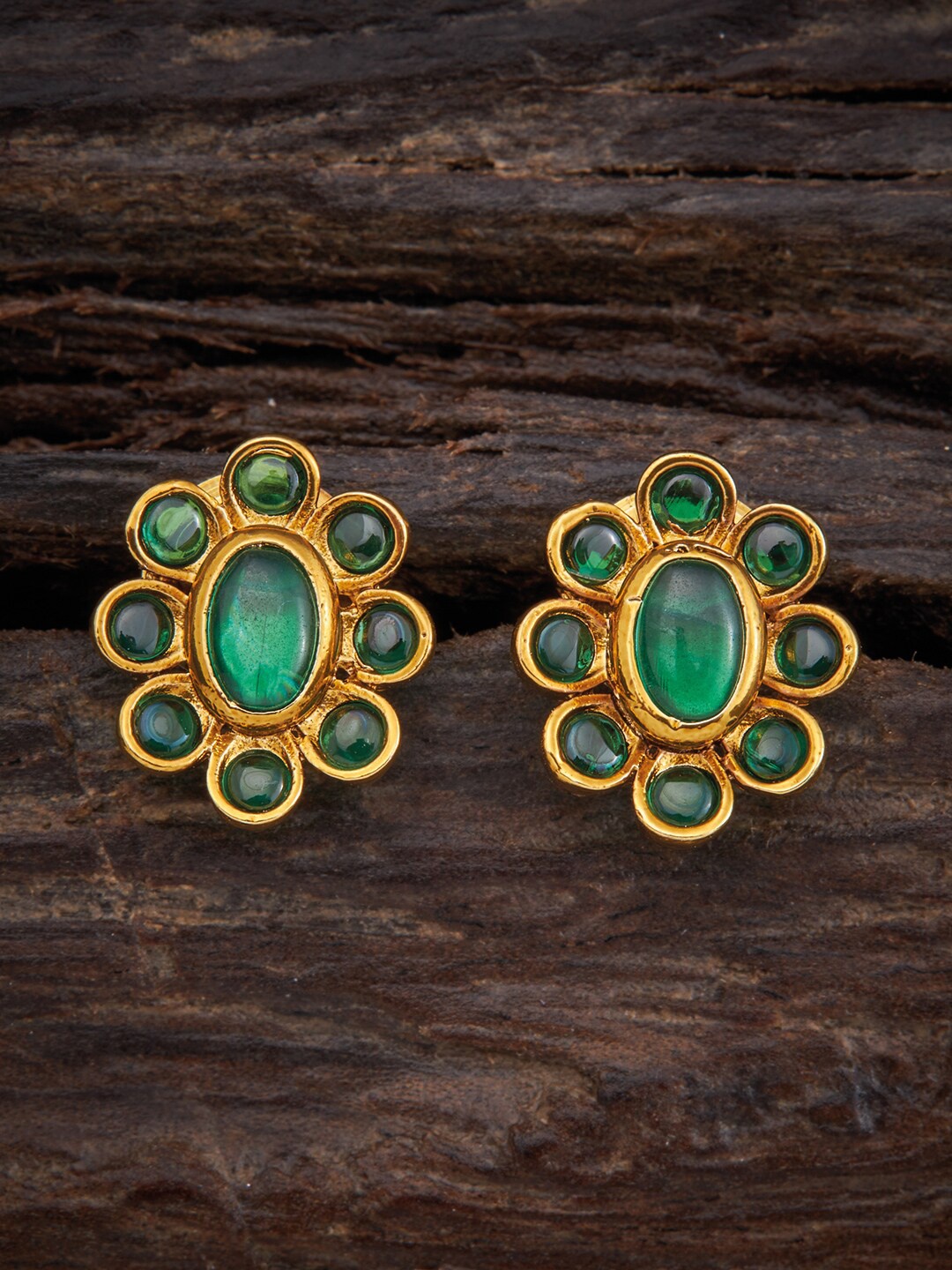 

Kushal's Fashion Jewellery Green Floral Studs Earrings
