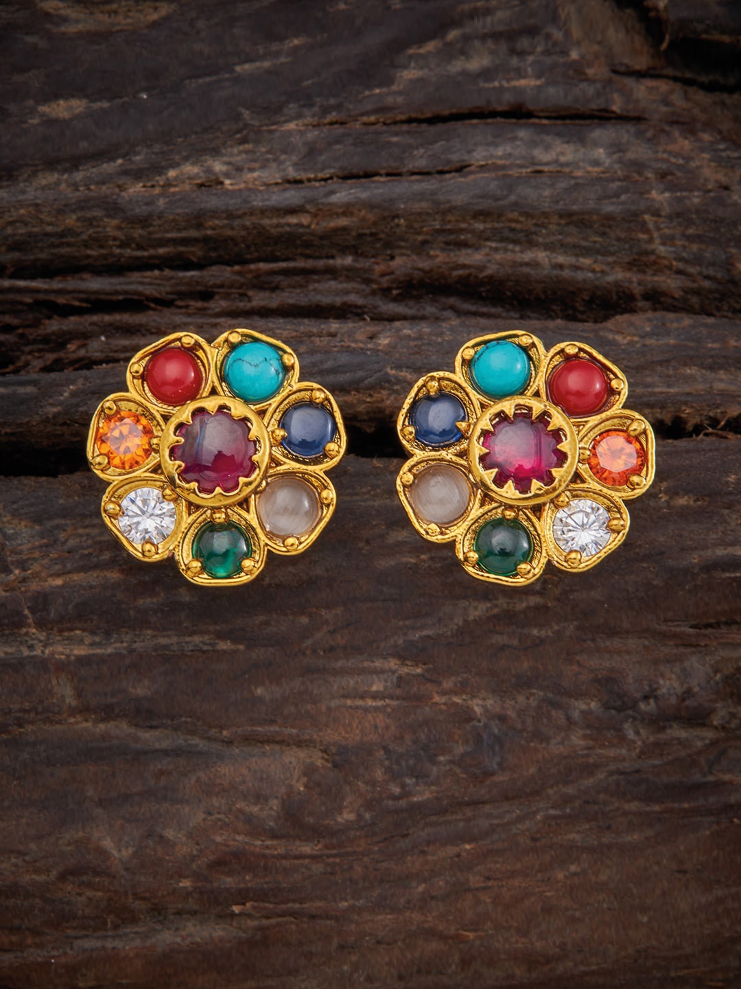 

Kushal's Fashion Jewellery Multicoloured Floral Studs Earrings, Multi