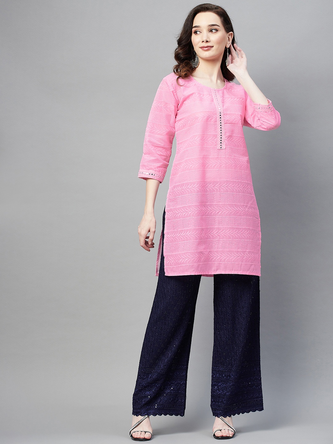 

Aarika Women Pink Ethnic Motifs Embroidered Kurta