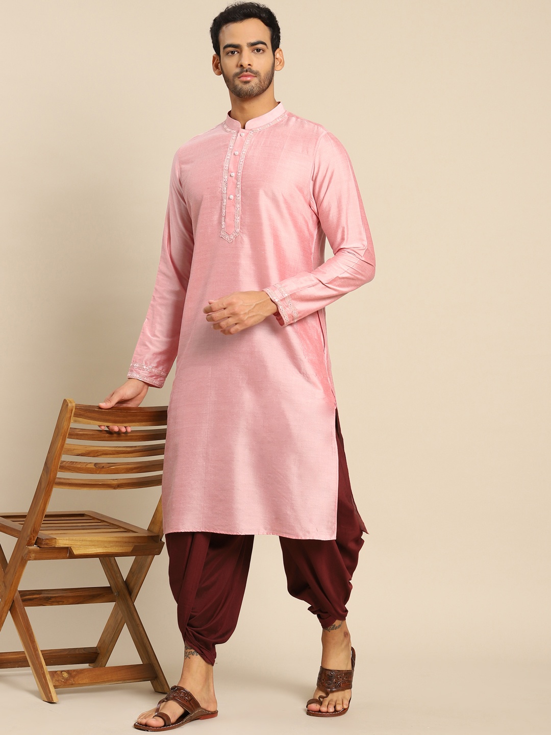

KISAH Men Pink Kurta with Dhoti Pants