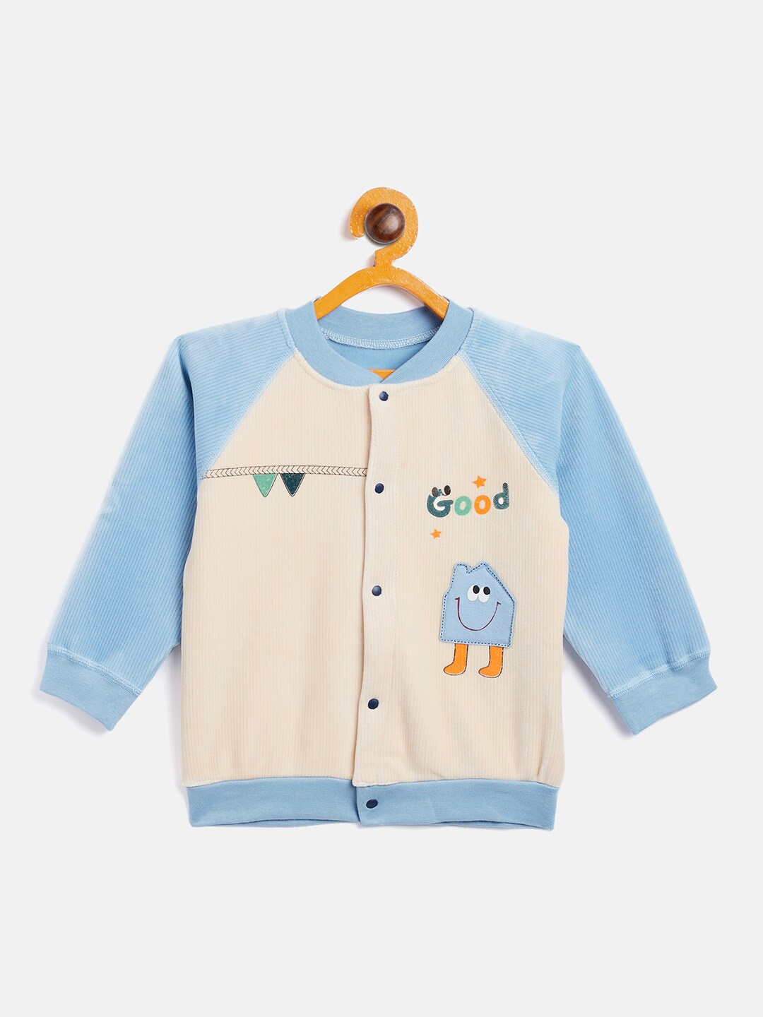 

Camey Kids Blue & White Colourblocked Cotton Sweatshirt