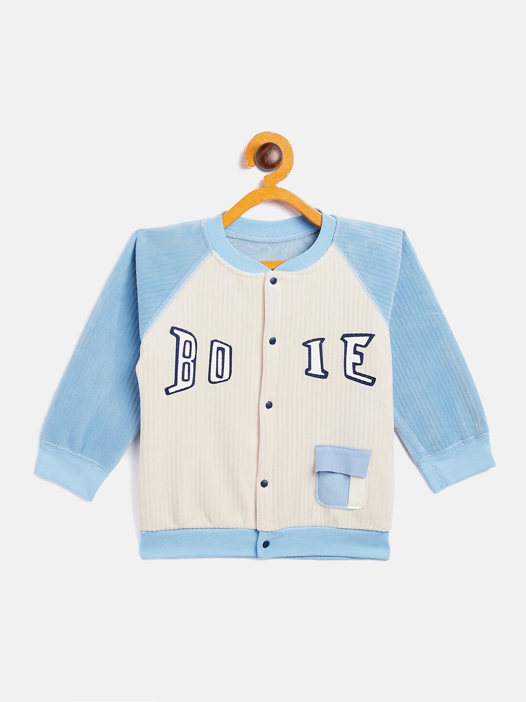 

Camey Kids Blue Printed Mandarin Collar Cotton Sweatshirt