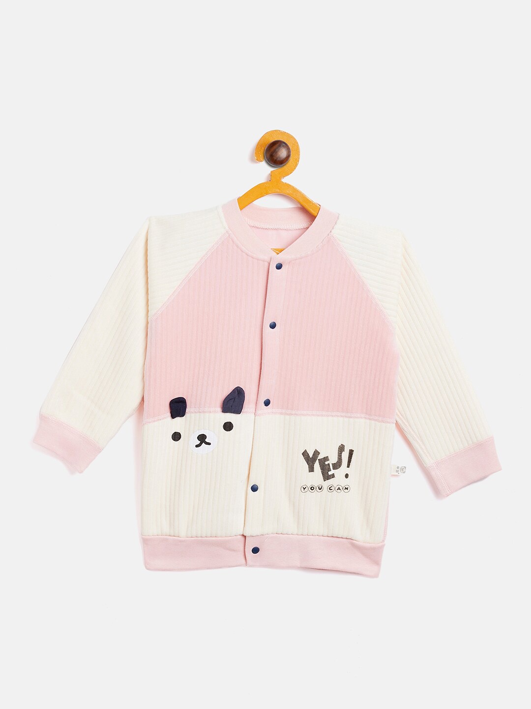 

Camey Kids Pink Printed Mandarin Collar Cotton Sweatshirt
