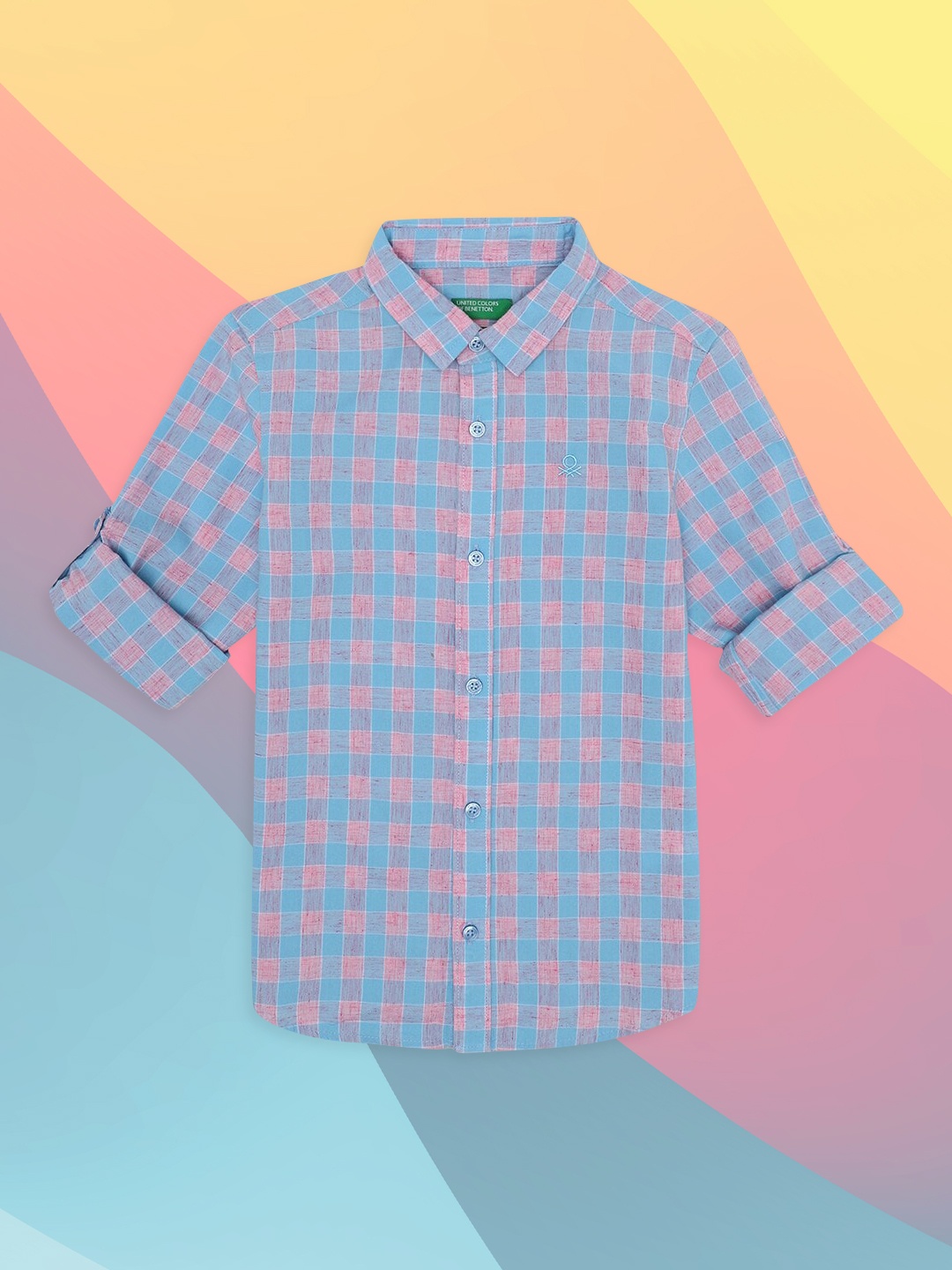 

United Colors of Benetton Boys Blue Checked Casual Shirt