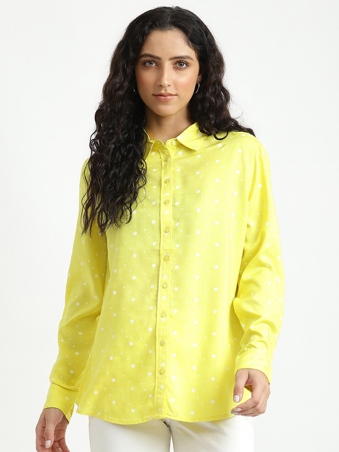 

United Colors of Benetton Women Yellow Printed Casual Shirt