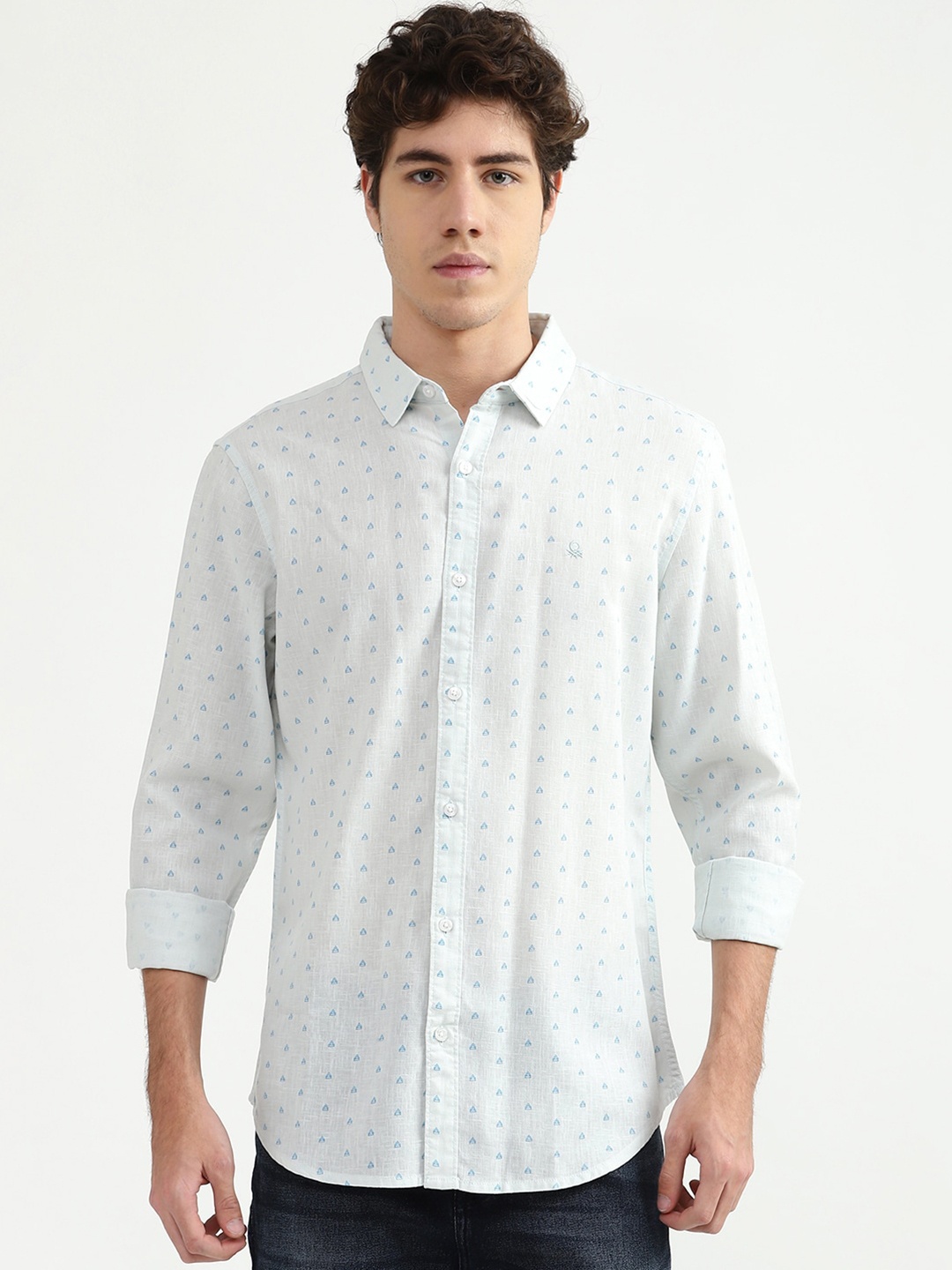 

United Colors of Benetton Men Blue Printed Casual Shirt