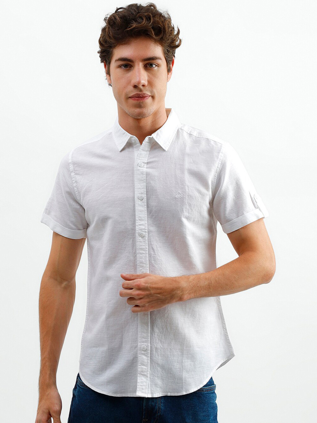

United Colors of Benetton Men White Casual Shirt