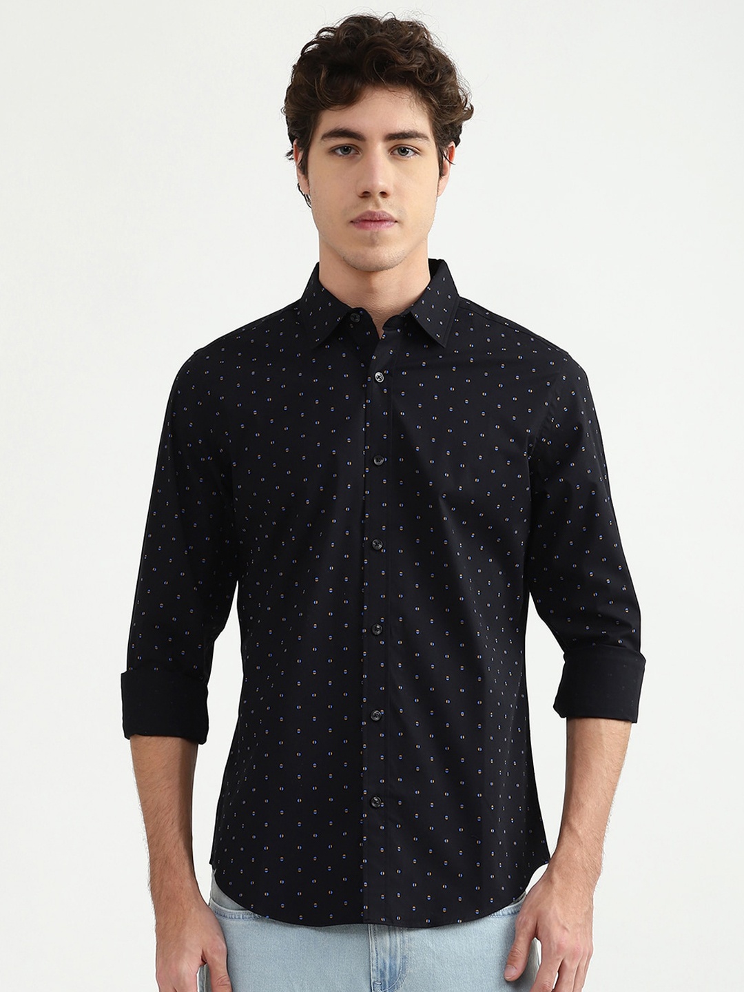 United Colors of Benetton Men Black Printed Casual Shirt