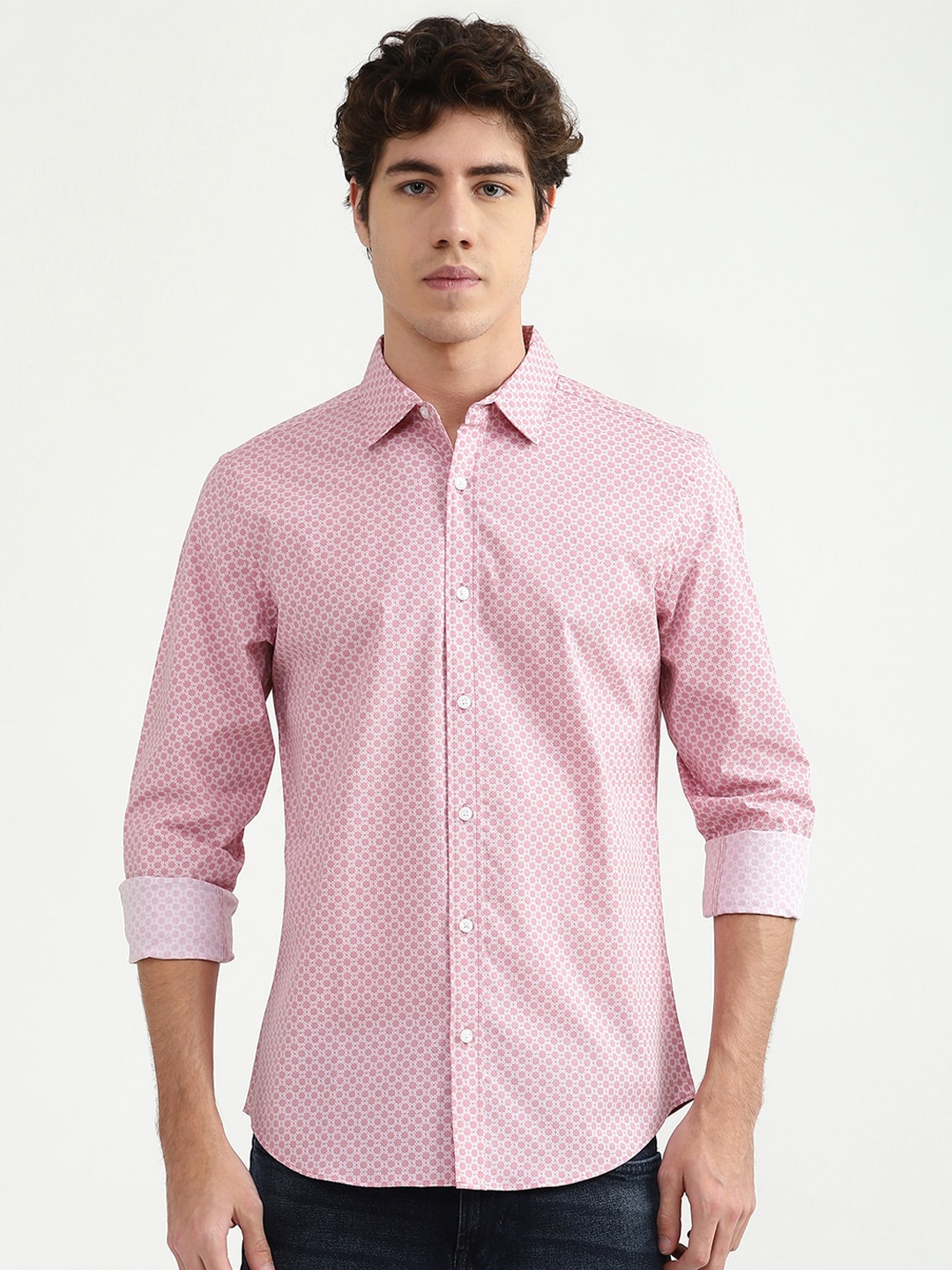 United Colors of Benetton Men Pink Printed Casual Shirt