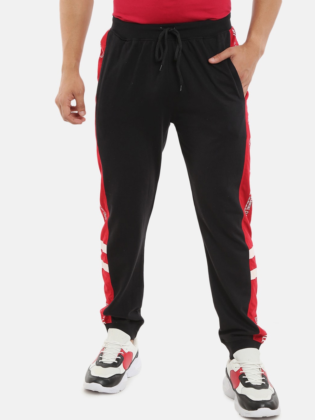 

V-Mart Men Black & Red Printed Track Pants