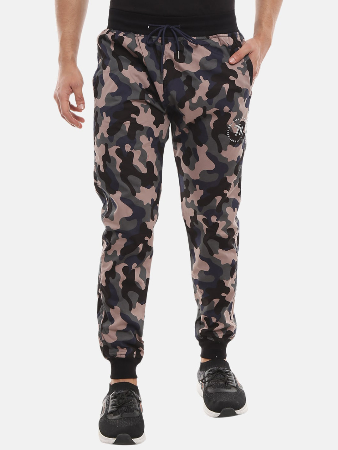 

V-Mart Grey & Beige Men Printed Camouflage Track Pants